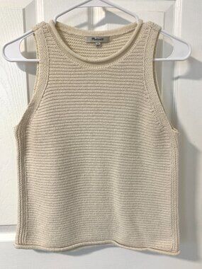 Madewell Norris Sweater Tank Top Ribbed Knit in Marled Pearl